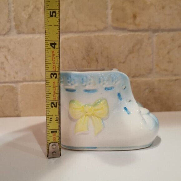 Blue &White Baby Shoes Ceramic Planter Vintage Nursery Decor Baby Shower Gift - Picture 10 of 10